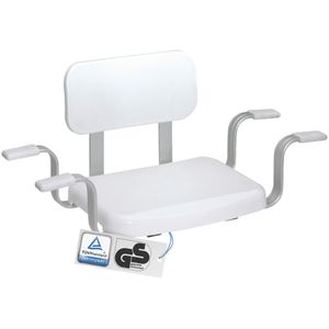 Weinberger Badewannensitz mit Rückenlehne, Sitzbrett für die Wanne, sehr stabil, Farbe: Weiß, Modell: 48538