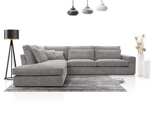 MEBLITO Sofa Big Sofa Ecksofa Satia Mini L Form Funktionssofa Wohnlandschaft Design Couch Seite Links Grau (Lincoln86)