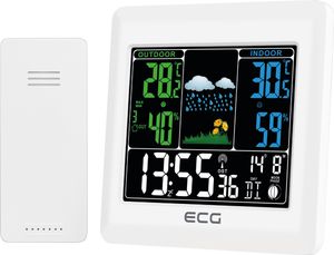ECG MS 300 White | Wielofunkcyjna stacja pogodowa | Temperatura wewnętrzna i zewnętrzna | Wilgotność | Wewnętrzna/zewnętrzna |