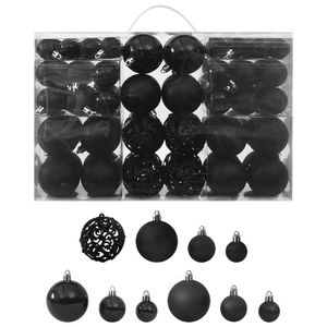 vidaXL 100-dielna sada vianočných ozdôb čierna