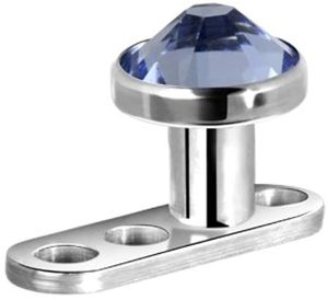 Micro Dermal Anchor Surface Piercing G23 Kristal Stein 4mm - Dunkel Blau