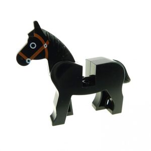 1x Lego Tier Pferd schwarz Bauernhof  abgenutzt Harry Potter 4493c01pb02