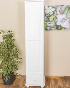 Schlafzimmer - Kleiderschrank schmal, Kiefer Massivholz weiß - Abmessung 195 x 45 x 59 cm