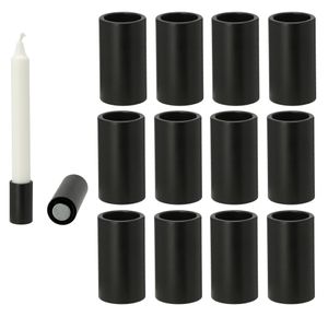 Novaliv 12x Stabkerzenhalter magnetisch SCHWARZ 2,8x7,5cm Weihnachten Dekotablett Kerzenständer Magnet Kerzenhalter Tafelkerzen Stabkerzen Tischdekoration Adventskranz candle holder Wohnzimmerdeko