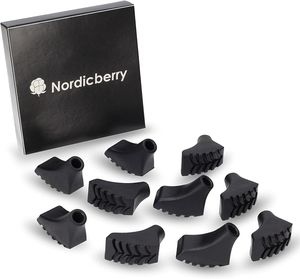 10 Nordic Walking Pads für Asphalt, Stein oder Gelände von Nordicberry – 5 Paar Gummipuffer passend für alle gängigen Nordic Walking-Stöcke