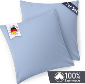 Blumtal Kissenbezug 80x80 cm (2er Set Kissenbezüge) - Blau - 100% Baumwoll-Jersey mit Reißverschluss Blumtal Kissenbezug 80x80 cm (2er Set Kissenbezüge) - Blau - 100% Baumwoll-Jersey mit Reißverschluss