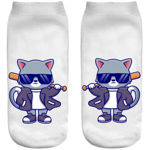 Lustige Socken Sneaker Halbsocken Strümpfe Sportsocken Füßlinge mit Motiv 3D Bad Cat [001]