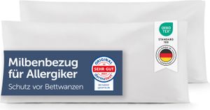 Blumtal 2er-Set Kopfkissen Milbenbezug für Allergiker - Kissenbezug 40x80 cm - Milbenschutz Encasing, waschbar Blumtal 2er-Set Kopfkissen Milbenbezug für Allergiker - Kissenbezug 40x80 cm - Milbenschutz Encasing, waschbar