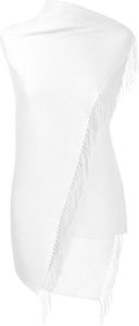 Fiolini Pashmina Schal Stola Schultertuch weiß 80 x 200 cm