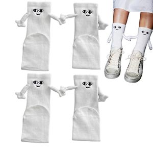 Lustige Magnetische Saugnapf Socken 3D Puppes Paar Socken Freundschaftssocken Hand in Hand Socks Uni ,(Weiß)