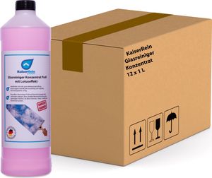 KaiserRein Glasreiniger Konzentrat mit Lotuseffekt 12 x 1L unser Profi Fenster-Reiniger I Fenstersauger geeignet I streifenfrei für Glas Fenster und Spiegel