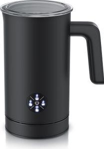 Arendo Milchaufschäumer elektrisch 500 W, Antihaftbeschichtung, 4 Modi, 150-300ml, für Latte Macchiato, Cappuccino und Kakao, Edelstahlgehäuse, schwarz matt