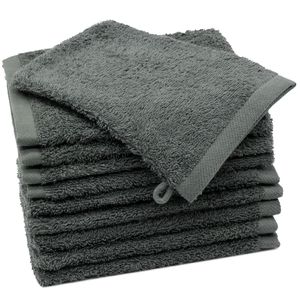 10er Set Waschhandschuhe, 100% Baumwolle, 17x21 cm, grau 10er Set Waschhandschuhe, 100% Baumwolle, 17x21 cm, grau