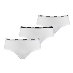 PUMA Damen Iconic Hipster, 3er Pack - Soft Baumwolle Stretch Weiß M