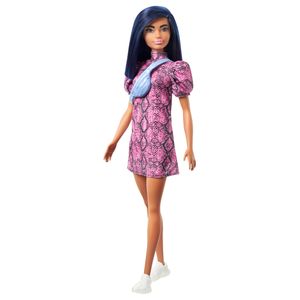 Barbie Fashionistas Puppe im Schlangenmuster Kleid, Anziehpuppe, Modepuppe