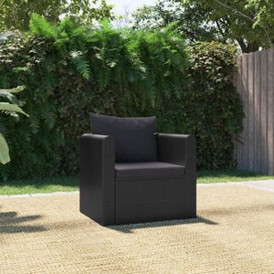 vidaXL Sessel mit Auflagen Poly Rattan Schwarz