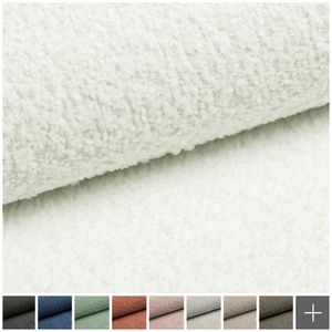 novely® ABEL Bouclé Polsterstoff Möbelstoff | 1 lfm | Recycelter Stoff Flauschig - Farbe: 04 Polarweiß