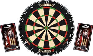 Winmau Dartboard Original Blade 6 + 2 Steeldart Sets Broadside Brass | Dartscheibe Dart Scheibe Darts