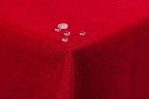 Tischdecke Leinenoptik Lotuseffekt abwaschbar mit gerader Saumkante 140 rund in rot