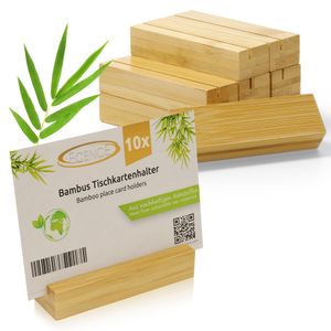 ECENCE 10x Tischkartenhalter aus Bambus, Kartenhalter Holz für Hochzeit, Ideal als Visitenkartenha
