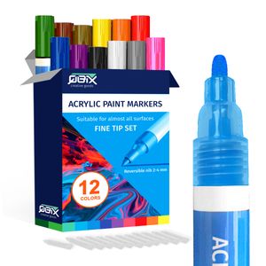 QBIX Acrylmarker-Set Feine Spitze – 12 Farben