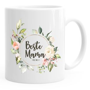Kaffee-Tasse Beste Mama der Welt Muttertag Watercolor Geschenk-Tasse MoonWorks® weiß unisize