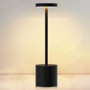 Tischlampe Kabellos,Dimmbar LED Akku Tischleuchte,Tragbar USB Aufladbar Nachttischlampe, Geeignet für Indoor Esszimmer Bar Terrasse(schwarz)