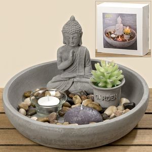 Teelichthalter Buddha mit Kerze