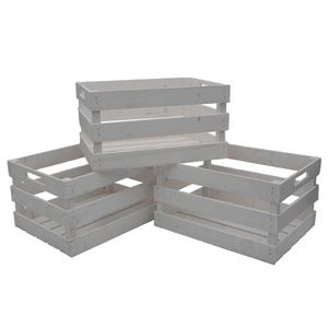UNUS® Holzkiste 3er Set Kiste Holz Aufbewahrungskiste 39x29x21 cm Vintage weiß