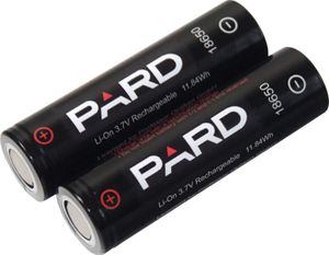 sada 2 lítium-iónových akumulátorov PARD - typ: 18650, 3,7 V s kapacitou 3200 mAh