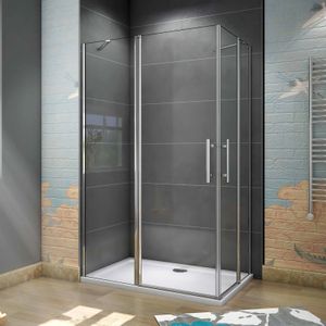 120X90X195cm Drehtür Falttür Schwenktür Eckeinstieg Dusche Duschabtrennung Duschkabine Duschtür 6mm Nano-glas