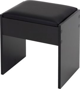 ECD Germany Schminkhocker 40x43x29,5 cm, Schwarz, aus Holz mit gepolstertem Kissen und Bezug aus Kunstleder, Moderner Polsterhocker Schminkhocker