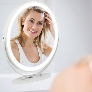 LED Tischspiegel,Kosmetikspiegel Schminkspiegel für Badzimmer Kosmetikstudio 50cm (Kaltes weißes Licht)
