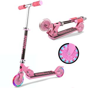 Farbe:Rosa/ pink KRUZZEL Kinderroller Tretroller Kickscooter Dreiradscooter Leuchträder Höheverstellbar 10282 