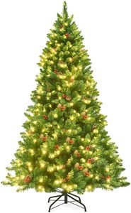 COSTWAY 195cm LED Künstlicher Weihnachtsbaum mit 11 Lichtmodi und 5 Farbwechsel, Tannenbaum mit Metallständer, Christbaum PVC Nadeln, Kunstbaum Weihnachten Klappsystem, grün