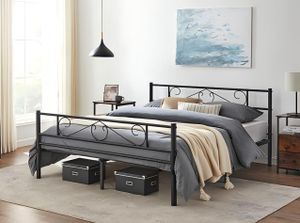 VASAGLE Bettgestell 160 x 200 cm, mit Kopfteil, Metallbett, Bettrahmen