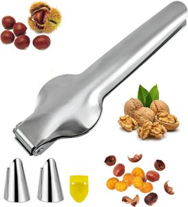 Nussknacker,Edelstahl Maroni Schneider, Maronizange, 2 In 1 Kastanie Schneider, Kastanien Clip, Maronen Schneider, Kastanienöffner aus Edelstahl, für Walnüsse, Kastanien, Nüsse