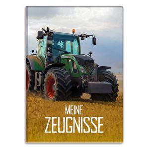 itenga Zeugnismappe Motiv Traktor auf dem Feld  - DIN A4 wattierter Einband