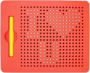 Das magische Magnetspiel(rot,klein),Magnetisches Zeichenbrett, Zeichenbrett mit Magnetische Kugeln und Stift, Stahlkugel Tablet Abwischbar Schreiben Pädagogisches Spielzeug Reißbrett Lernspielzeug für Kinder ab 3 Jahren