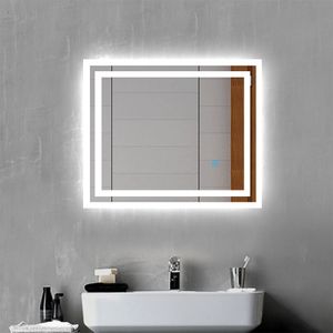 LED Badspiegel Badezimmerspiegel 60x50 cm mit Beleuchtung Lichtspiegel Wandspiegel mit Touch-schalter beschlagfrei IP44 Kaltweiß Mojito-Serie