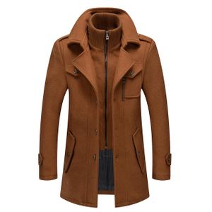 Herren Wintermantel, Slim Fit Zweiteiliger Mantel für Business und Freizeit, Wollmantel mit Stehkragen Peacoat und Warmer Integrierter Innenjacke, Herren, Kamel, 7XL