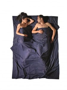 COCOON - travel sheet silk double size - rechteckiger Hüttenschlafsack / Inlet aus Seide für 2 Personen, Farbe:blau