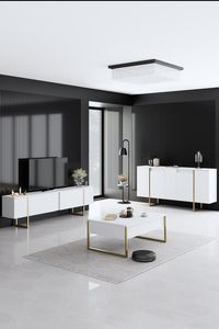 Skye Decor, Luxe - White, Gold, Wohnzimmermöbel-Set, Weiß, 160 x 80 x 35 cm