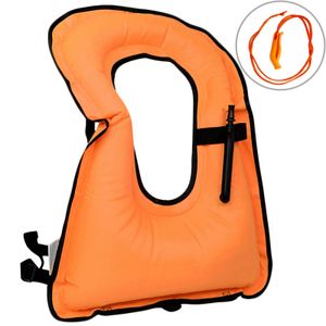Topchances Unisex-Erwachsene Tragbar Aufblasbar Schwimmweste Schnorchel Weste für Tauchen Sicher,Orange