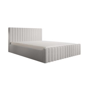 MEBLITO Polsterbett Doppelbett Dalbes Modern Bett Bettkasten Schlafzimmer 120x200 cm Weiß (Abriamo 4 - Bouclé)