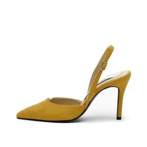 Damen-Sandalen Mit Spitzen Zehen Hohen Absätzen Stilettos Bequeme Business-Schuhe,Farbe: Gelb 6Cm,Größe:38