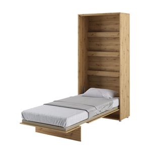 Vertikal Wandklappbett Bed Concept 90x200 cm, Modernes Klappbetten + Kleiderschrank (Farbe: Eiche Artisan)