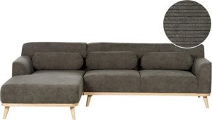 BELIANI Ecksofa Dunkelgrün Stoff Cord L-förmig 3-Sitzer Sofa mit Chaiselongue Rechtsseitig Wohnzimmermöbel Modern Wohnzimmer Ausstattung Wohnecke