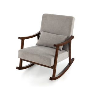 COSTWAY Schaukelstuhl, Sessel Gepolsterter Loungesessel mit Armlehnen & Sitzkissen aus Holz, Schaukelsessel für Wohnzimmer und Schlafzimmer Braun