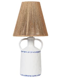 BELIANI Tischlampe Weiß Keramik Vasenform 51 cm Papierschirm Trommelform Kabel mit Schalter Handgefertigt Boho Schlaf- u. Wohnzimmer Beleuchtung